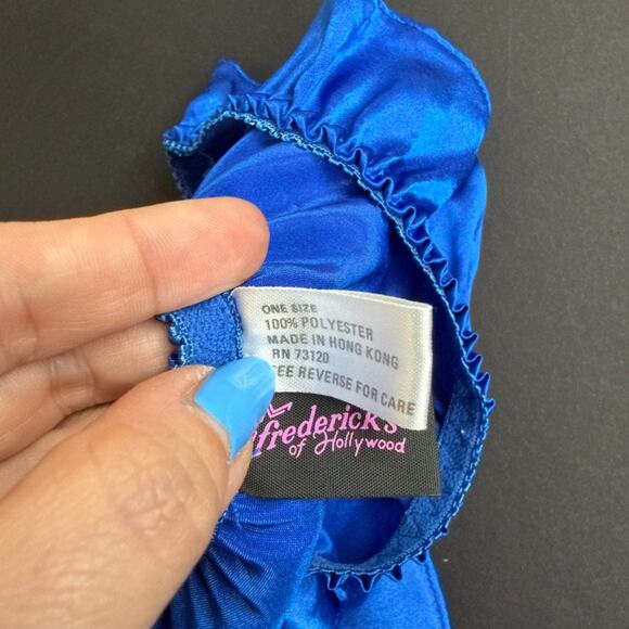 Fredericks of Hollywood VTG Lingerie Set Chemise Robe Short Ruffle Blue Large OS - Picture 13 of 14